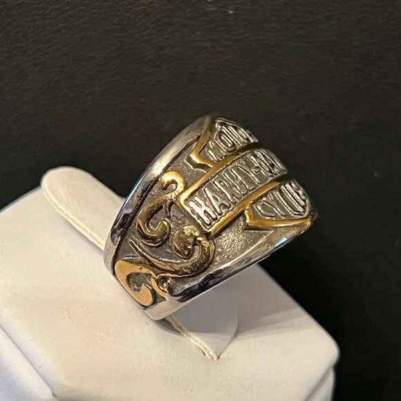 Stainless Steel Harley Davidson Shield Flame Ring Size 7 (322) - Picture 2 of 2